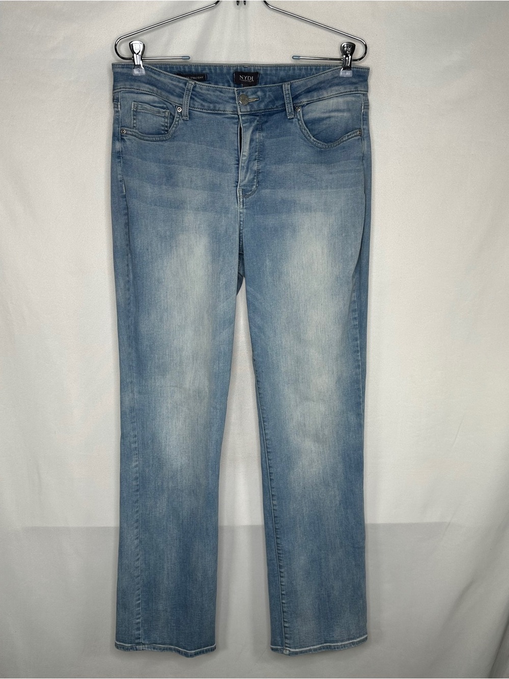 NYDJ Marilyn Light Wash Straight-Leg Jeans Lift X Tuck Sz 12